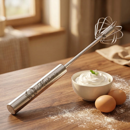 Personalized Egg Whisk Stainless Steel Semi Automatic Hand Mixer Housewarming Gift Custom Engraved