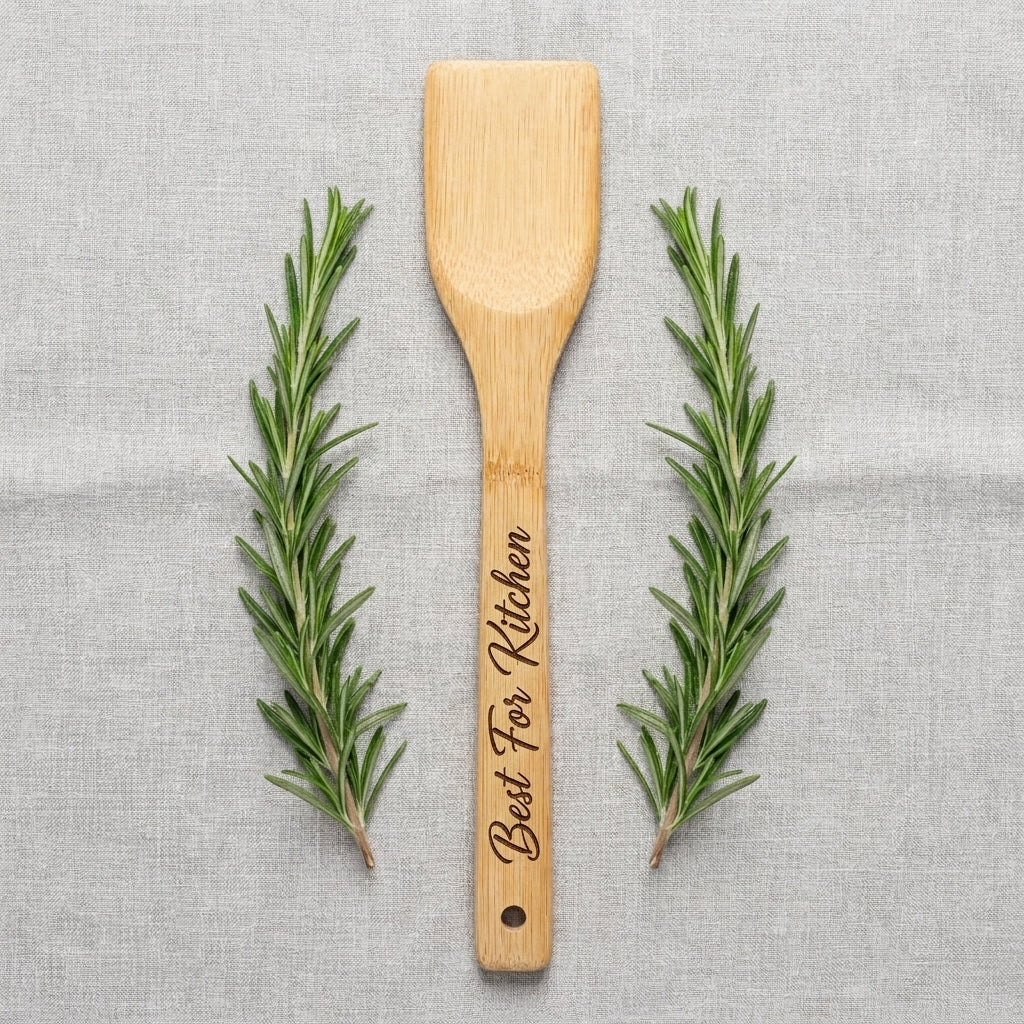 Personalized Bamboo Flat Spatula 12 Inch Housewarming Gift Custom Engraved