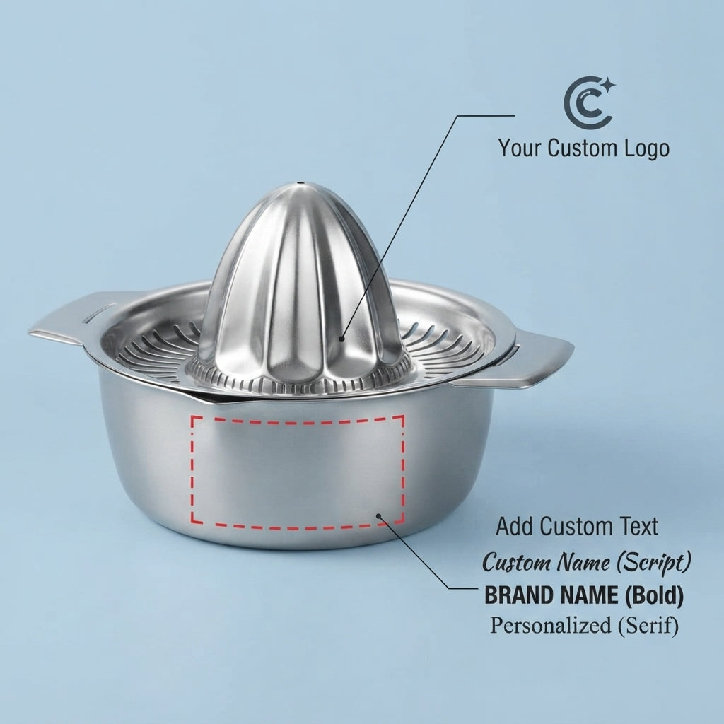 Personalized Citrus Juicer Stainless Steel Manual Hand Press Lemon Squeezer with Bowl Custom Engraved