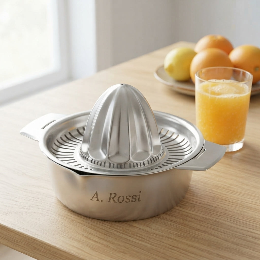 Personalized Citrus Juicer Stainless Steel Manual Hand Press Lemon Squeezer with Bowl Custom Engraved