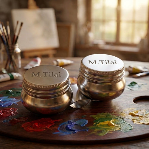 Personalized Palette Cup Double Dipper Stainless Steel with Clip and Screw Lids for Oil and Acrylic Painting Custom Engraved