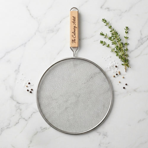 Personalized Grease Splatter Screen Stainless Steel Wooden Handle Custom Engraved