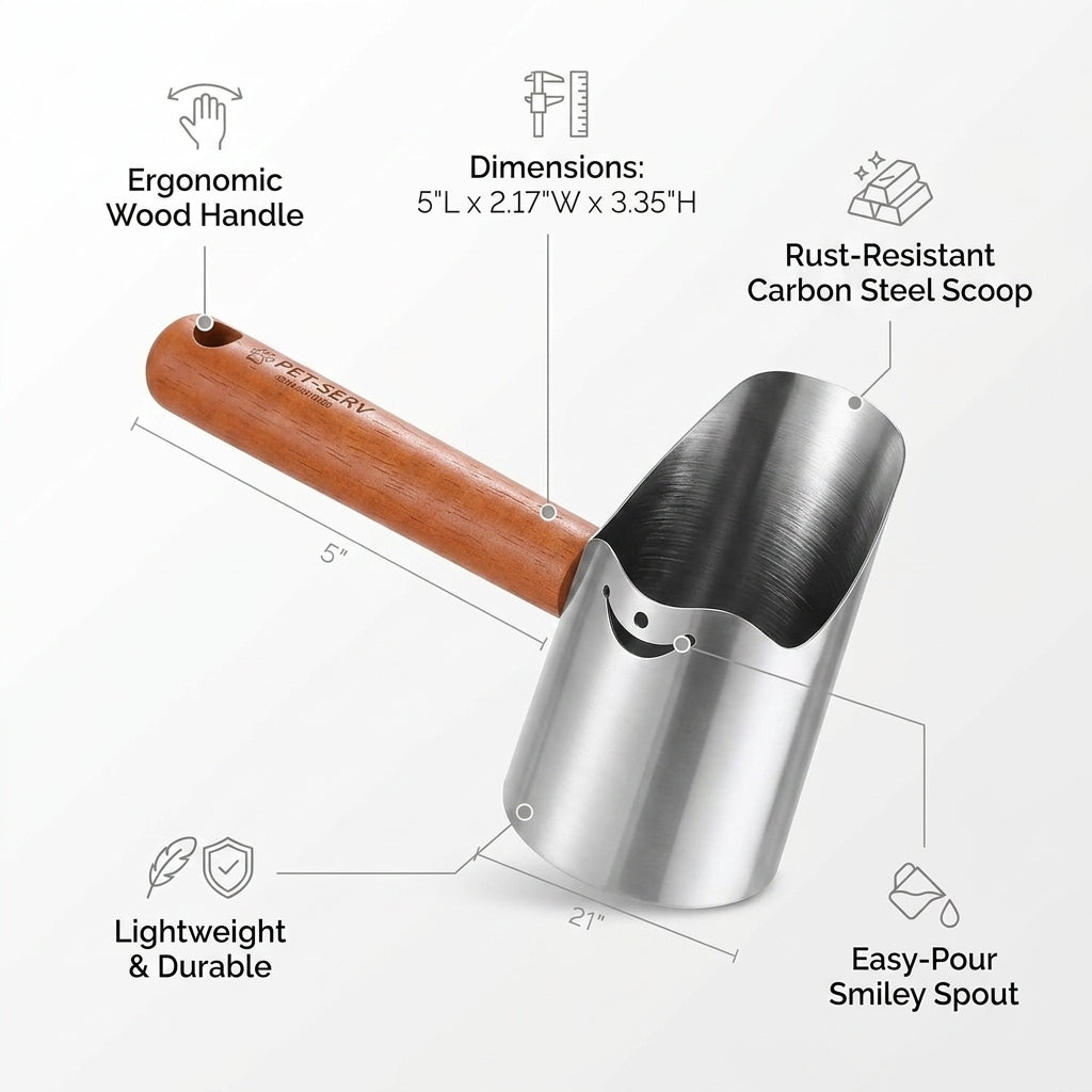 Personalized Dog Food Scoop Carbon Steel with Wood Handle Gift for Pet Owners Custom Engraved
