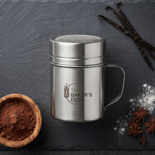 Personalized Powdered Sugar Shaker Stainless Steel Fine Mesh Duster with Handle for Baking and Coffee Custom Engraved