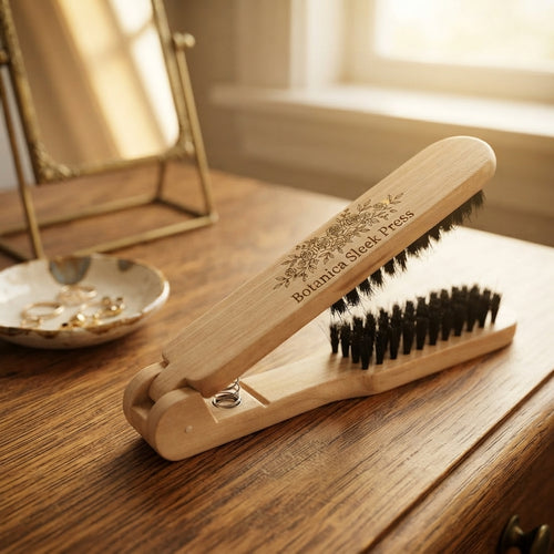Personalized Hair Straightening Comb Double Brush Wooden Anti Static Tool Custom Engraved