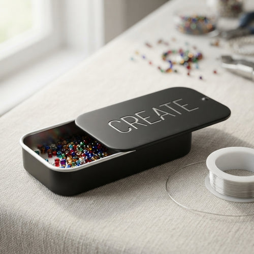 Personalized Slide Top Tin Mini Metal Rectangular Container for Jewelry Crafts and Keepsakes Custom Engraved