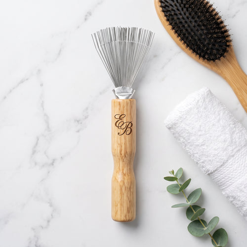 Personalized Mini Hair Brush Cleaner, Wooden Handle Custom Engraved Pack of 2