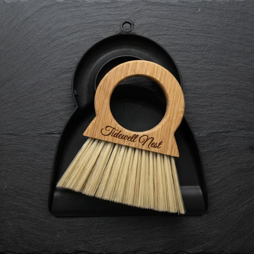 Personalized Mini Broom and Dustpan Set Bamboo Handle Housewarming Gift Custom Engraved