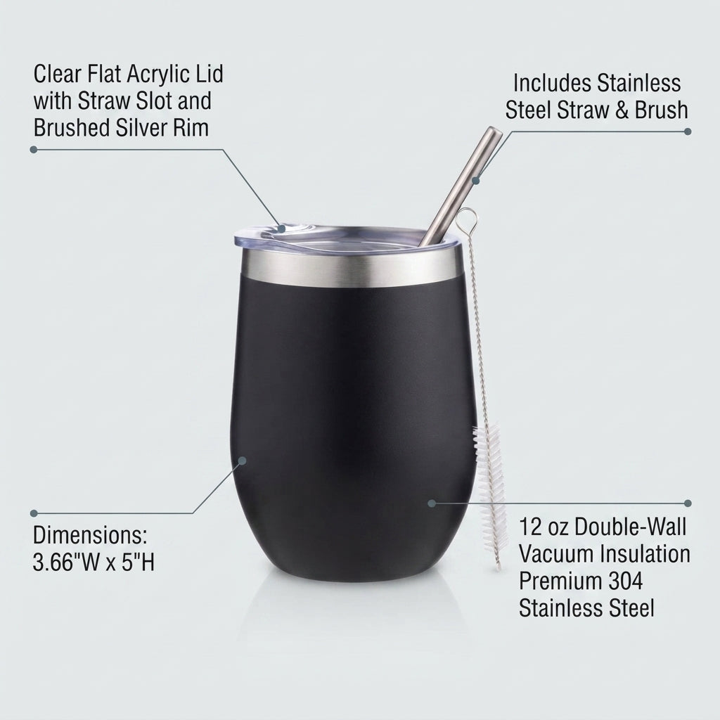 Personalized Wine Tumbler Insulated Stainless Steel with Lid and Straw Bridesmaid Gift Custom Engraved