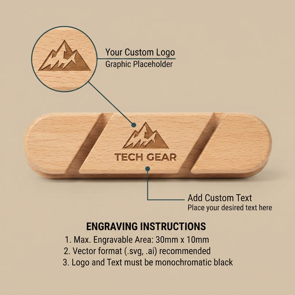 Personalized Cable Organizer Wooden Cord Holder Beech Wood Fathers Day Gift Custom Engraved