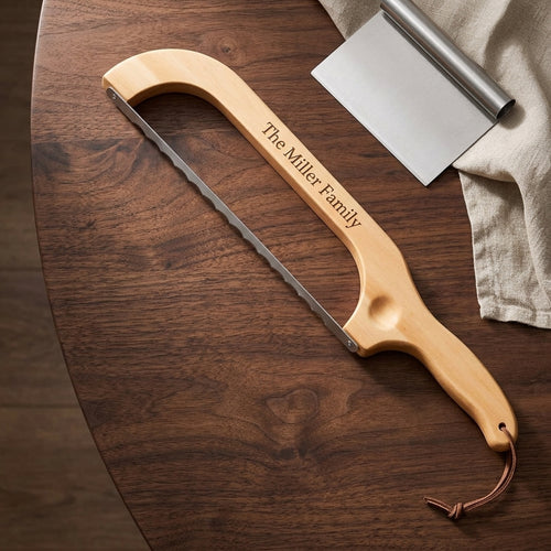 Personalized Sourdough Bread Knife Wooden Bow Design Gift for Bakers Custom Engraved