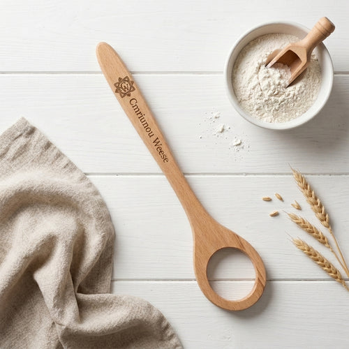 Personalized Wooden Bread Whisk Danish Style Beech Wood Gift for Baker Custom Engraved