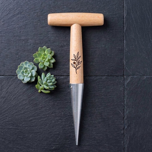 Personalized Garden Dibber Wooden Handle Planting Tool Gift for Gardener Custom Engraved