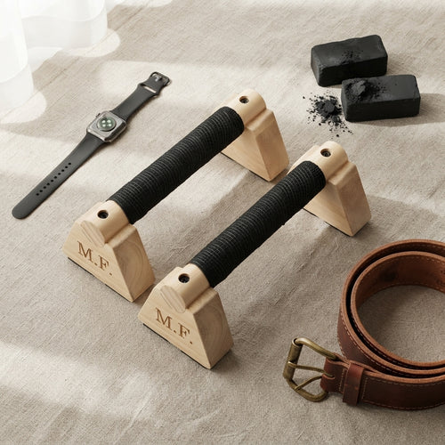 Personalized Push Up Bars Wooden Parallettes Calisthenics Handstand Bars Custom Engraved