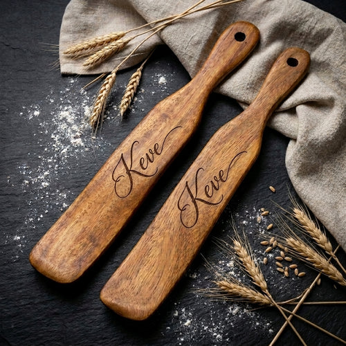 Personalized Wooden Spurtle Set Sourdough Starter Tool Gift for Baker Custom Engraved