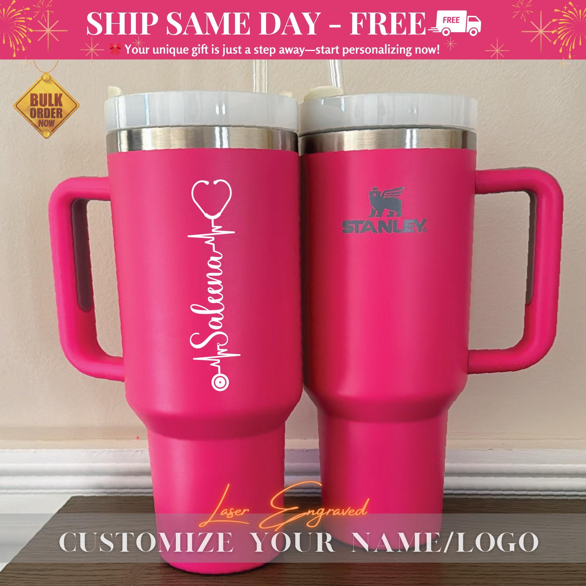 Personalized 40oz Stanley Tumbler for Nurses - Custom Name & Design, Gift for Nurse Appreciation, RN, Healthcare Worker, Trending Nurse Gift