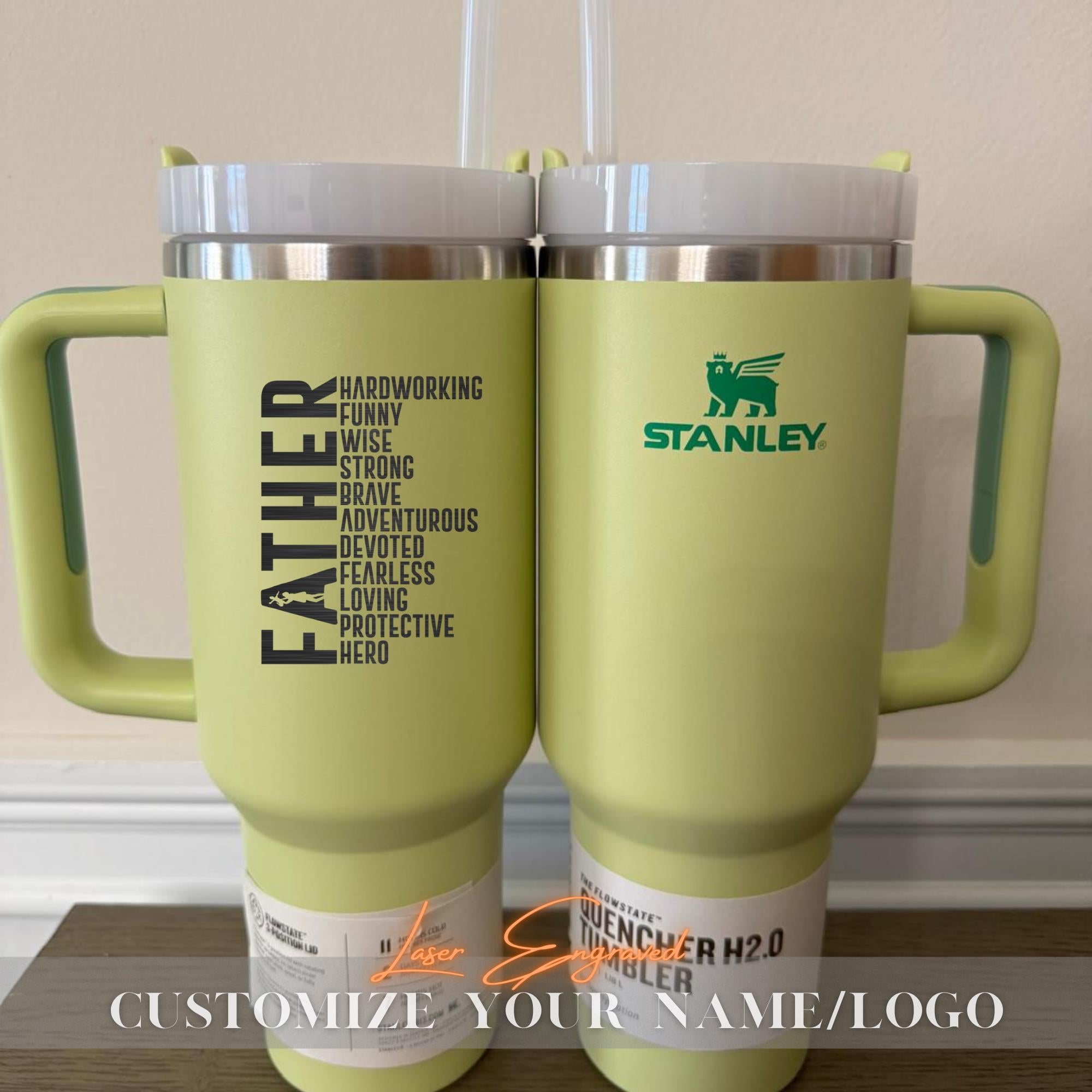 Personalized Stanley Cup 40oz Tumbler - Laser Engraved Fathers Day Gift for Dad 2025, Custom Name Engraved Stanley Quencher, Unique Dad Gift