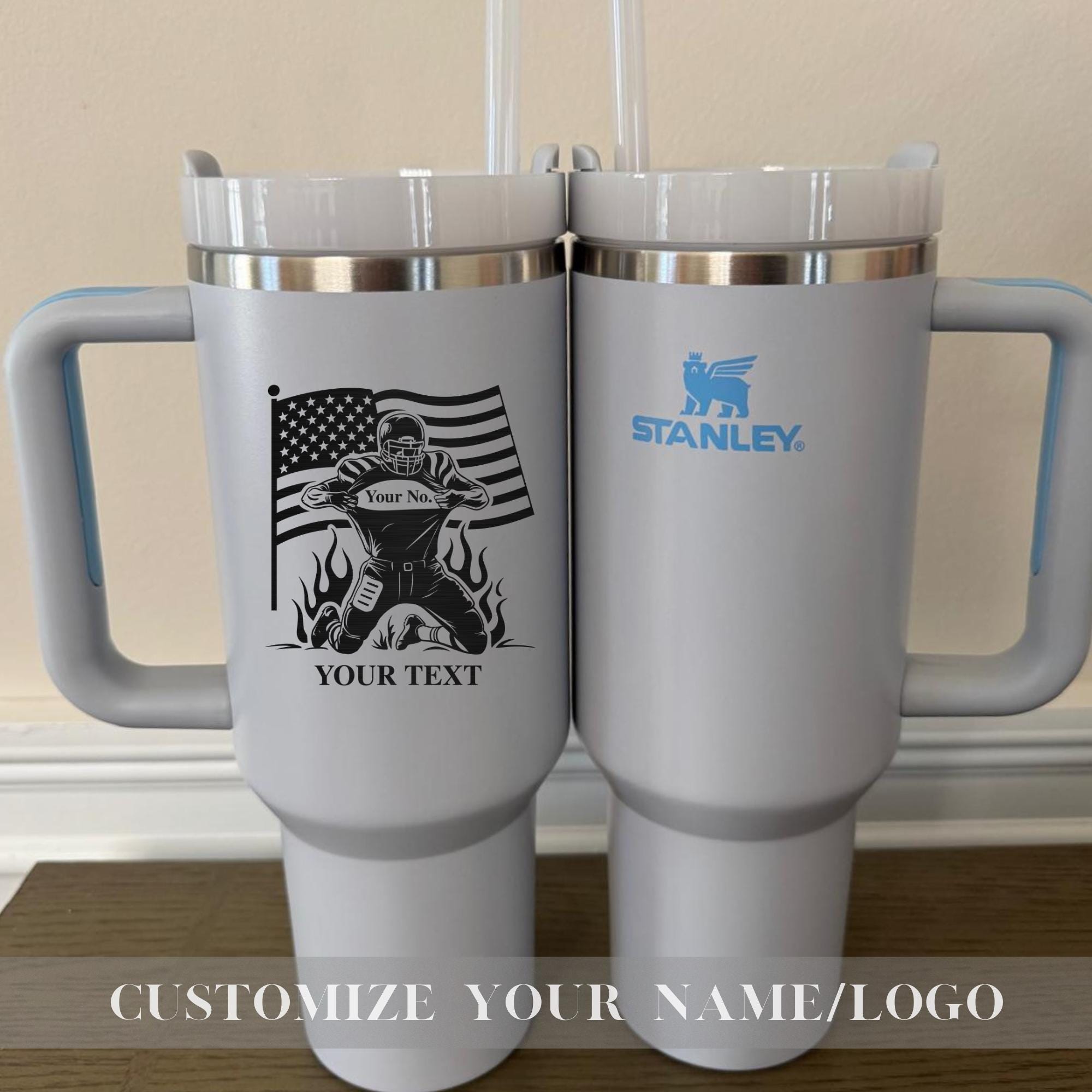 Customized Football Player Name on Stanley 40oz Cup - Football Player Mug - Custom 40oz Tumblers -Engraved 40oz Sports Cups - Gifts For Her