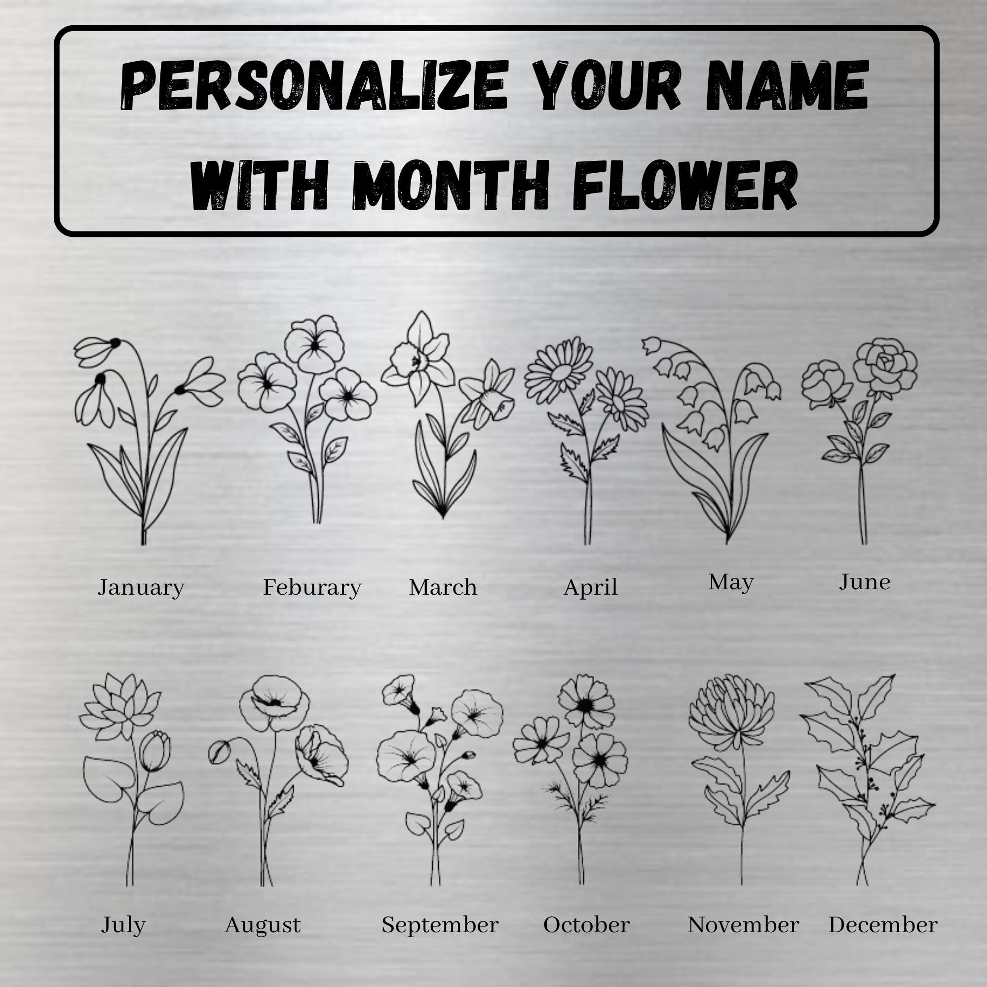 BIRTH FLOWER TUMBLER, Name Tumbler, Floral Tumbler Cup, Personalized Birth Flowers Tumbler with Name, Stainless Steel Tumbler, Gift for Her