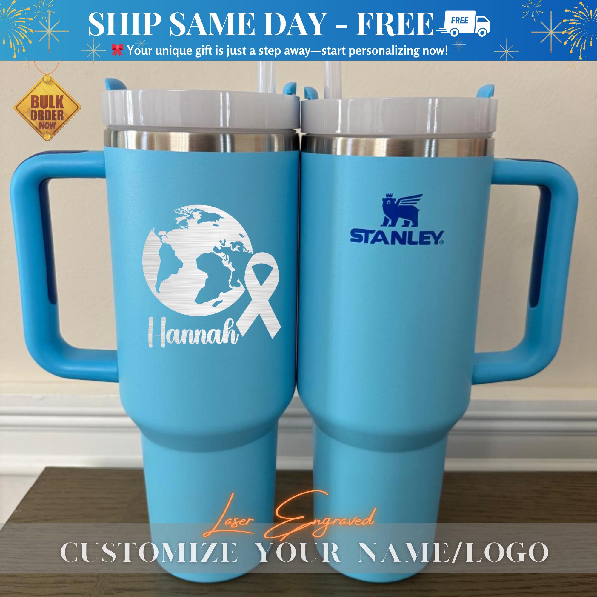 World Cancer Day Personalized 40oz Stanley Tumbler - Custom Name Cup, Motivational Gift, Cancer Awareness, Pink Ribbon Design Tumbler Gifts