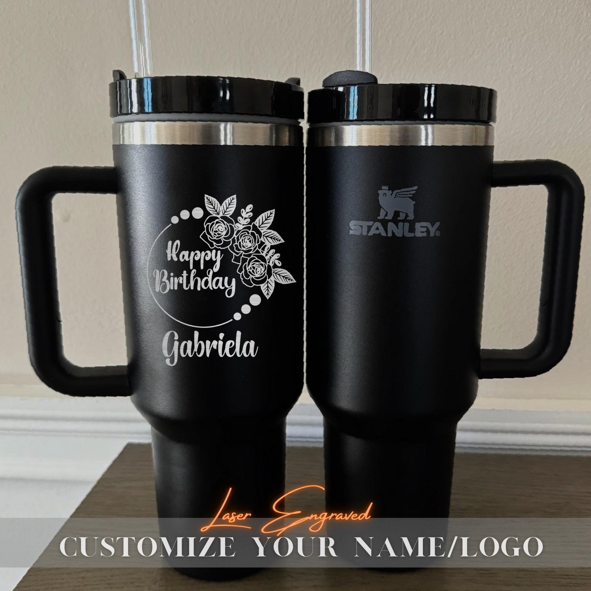 Custom Stanley 40oz Insulated Tumbler with Name - Wedding Party Gifts - Bridesmaid Birthday Water Cup, Gift for Him, Bachelorette Party