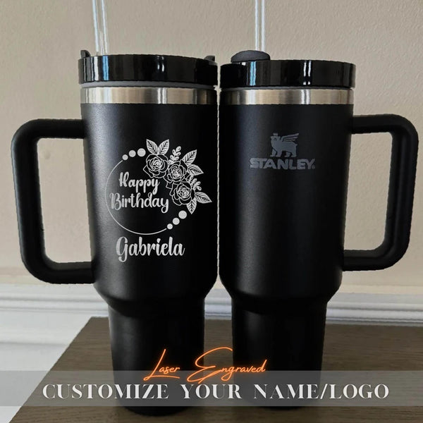 Custom Stanley 40oz Insulated Tumbler with Name - Wedding Party Gifts - Bridesmaid Birthday Water Cup, Gift for Him, Bachelorette Party