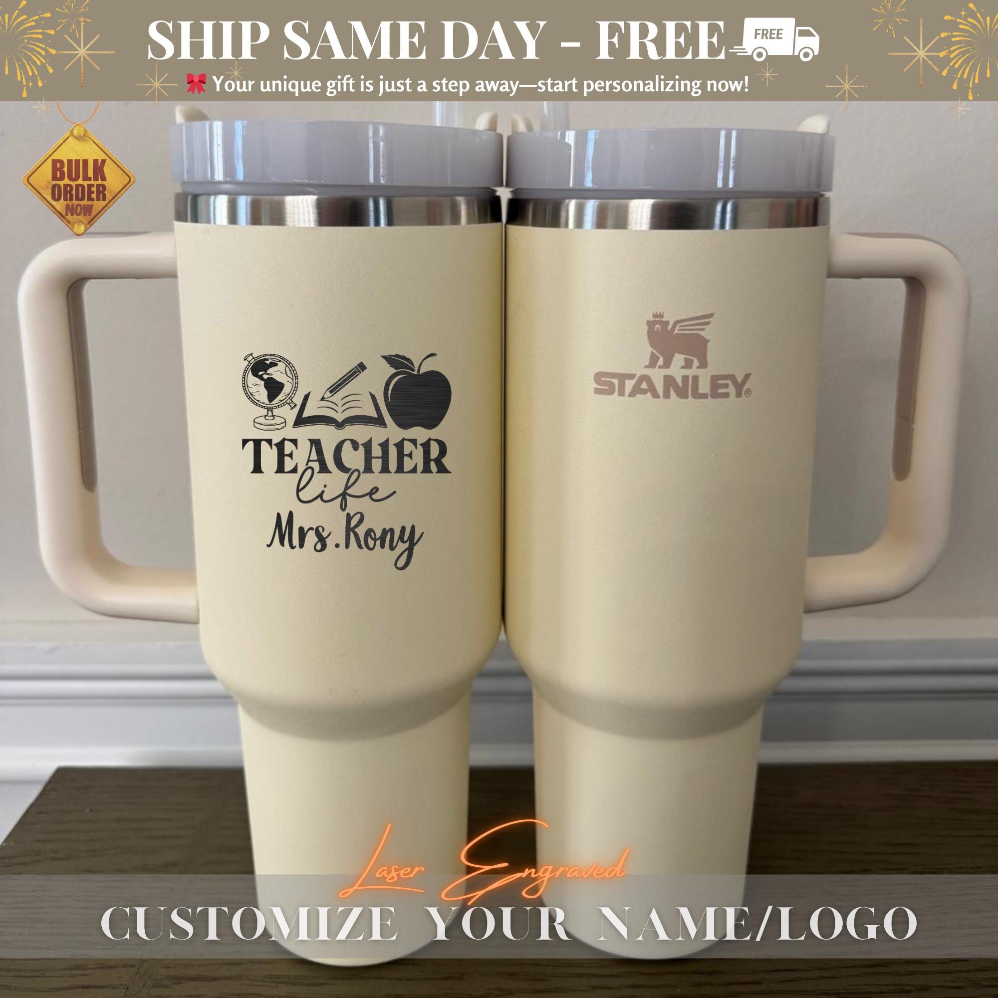 Personalized Tumbler Gift for Teacher, Custom Stainless Steel Tumbler with Name, Traveling mug, Teacher Appreciation Gifts, Thank You Gifts