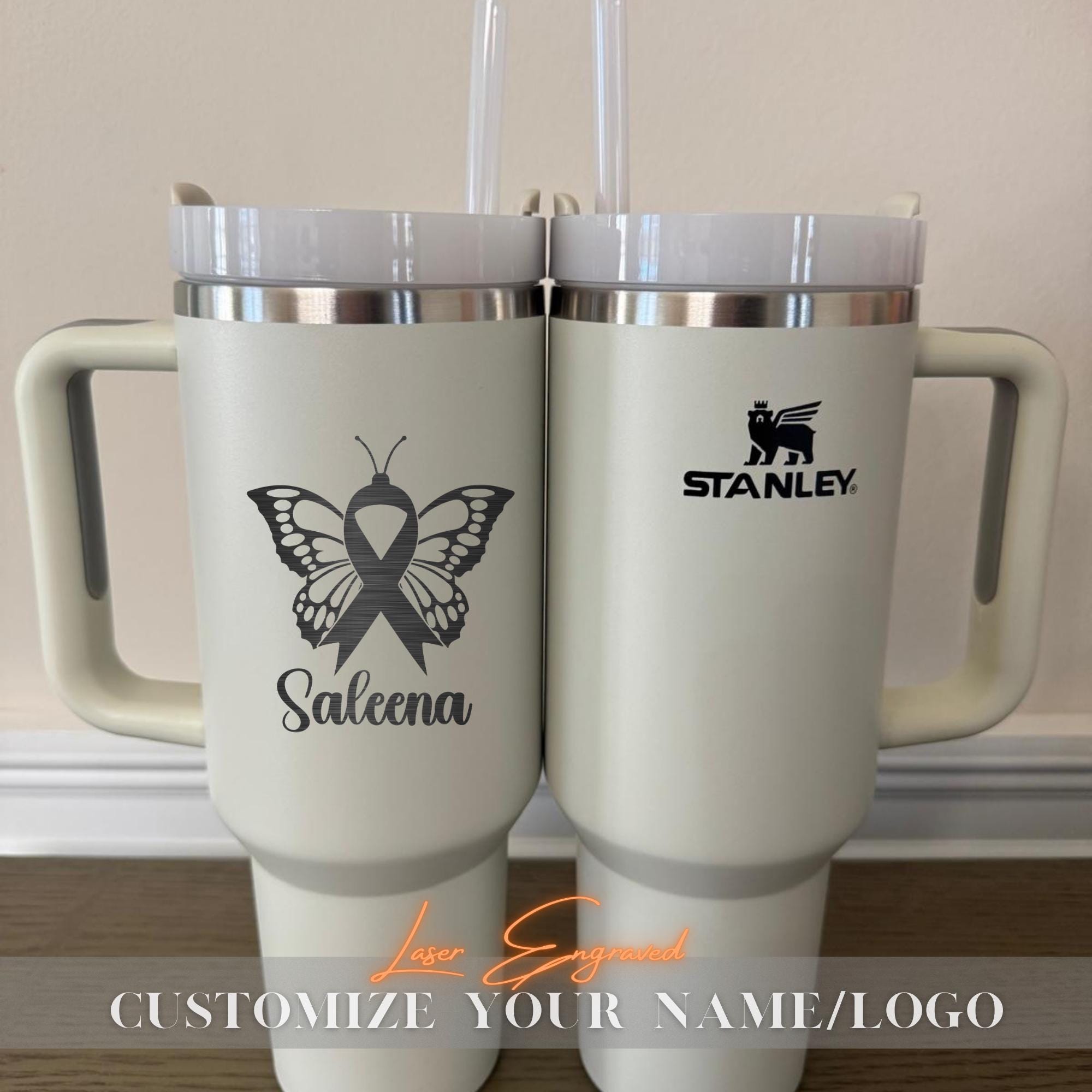 Personalized Stanley 40oz Tumbler Cup - World Cancer Day Custom Name Tumbler - Insulated Travel Mug - Motivational Gift for Cancer Survivors