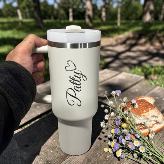 The ultimate rugged gift for him! Personalized Stanley 40oz with laser engraving. Permanent, dishwasher safe. Shop Us Engravo