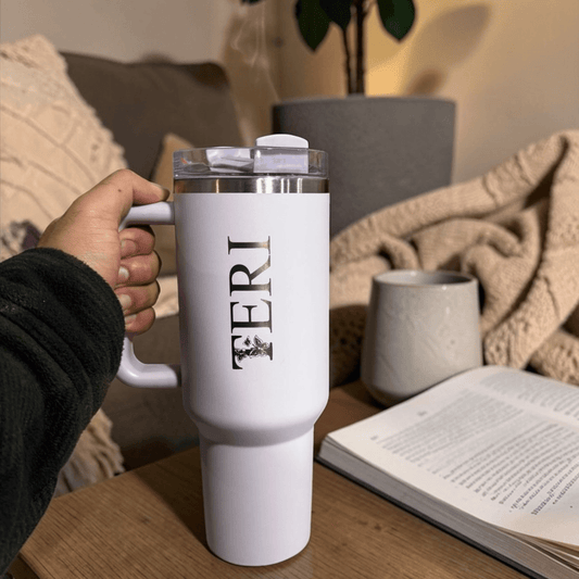 Custom Stanley 40oz Quencher | Laser Engraved Business Logo, Name, Monogram | Authentic Premium Branding & Gift - Us Engravo