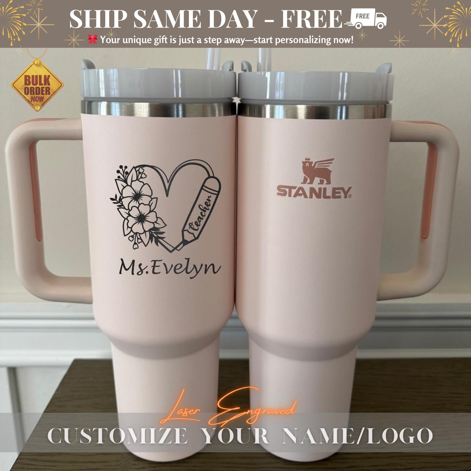 Personalized Tumbler Gift for Teacher, Custom Stainless Steel Tumbler with Name, Traveling mug, Teacher Appreciation Gifts, Thank You Gifts