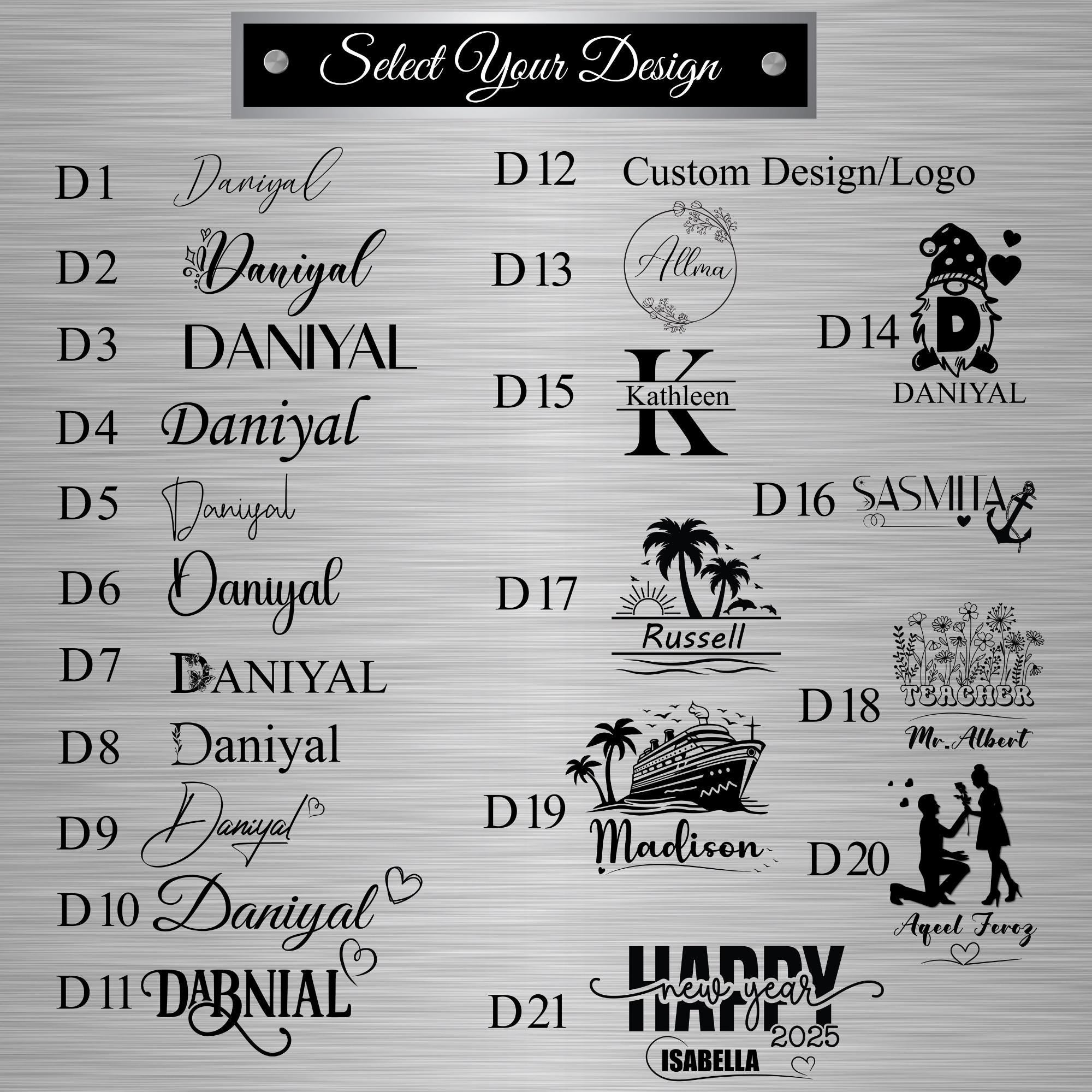 Engraved Name, School, Teacher, Graduation Year
