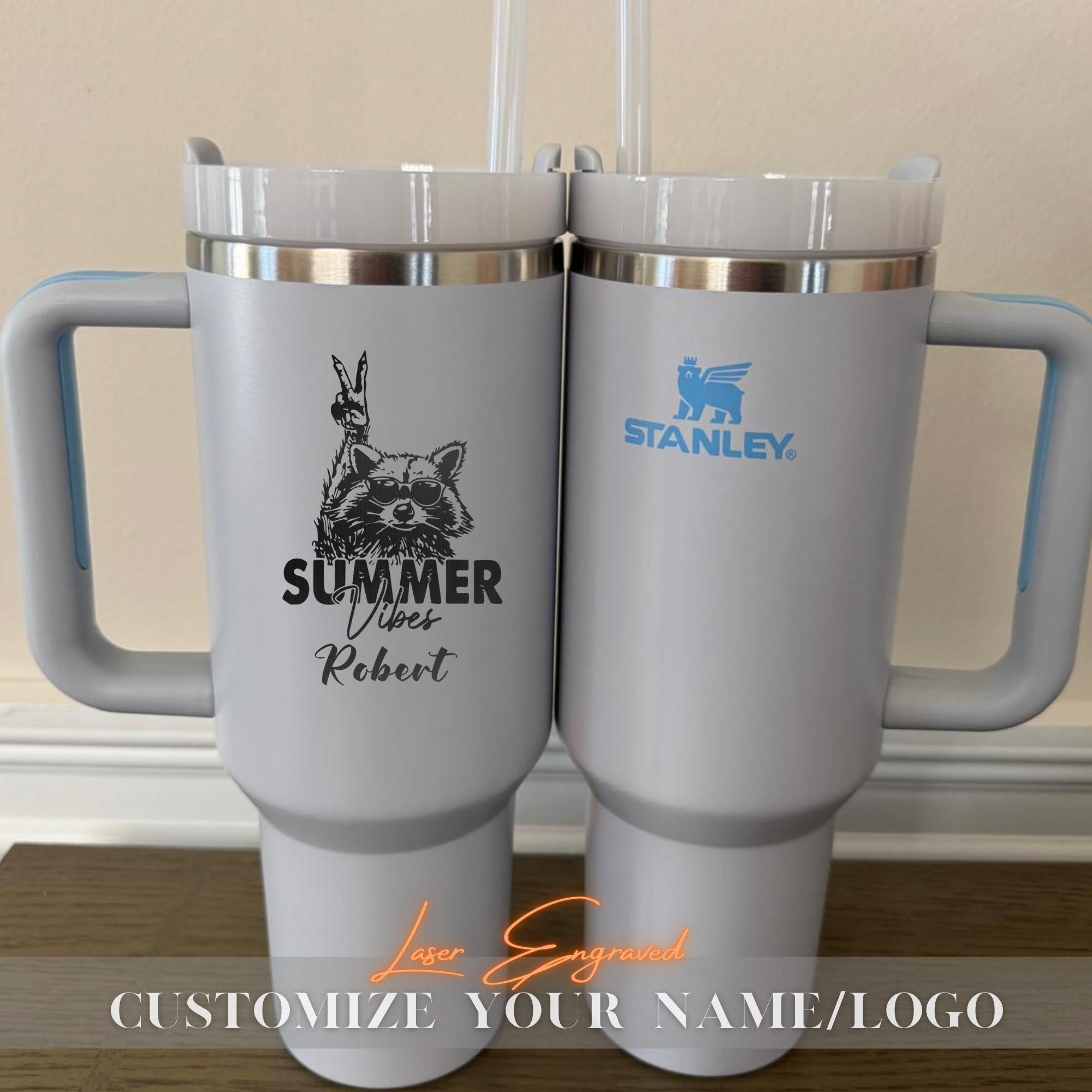 Personalized Stanley Quencher 40oz Tumbler - Laser Engraved Summer Cup, Beach Gift for Women, Bridesmaid Gift, Nurse Gift, Custom Stanley