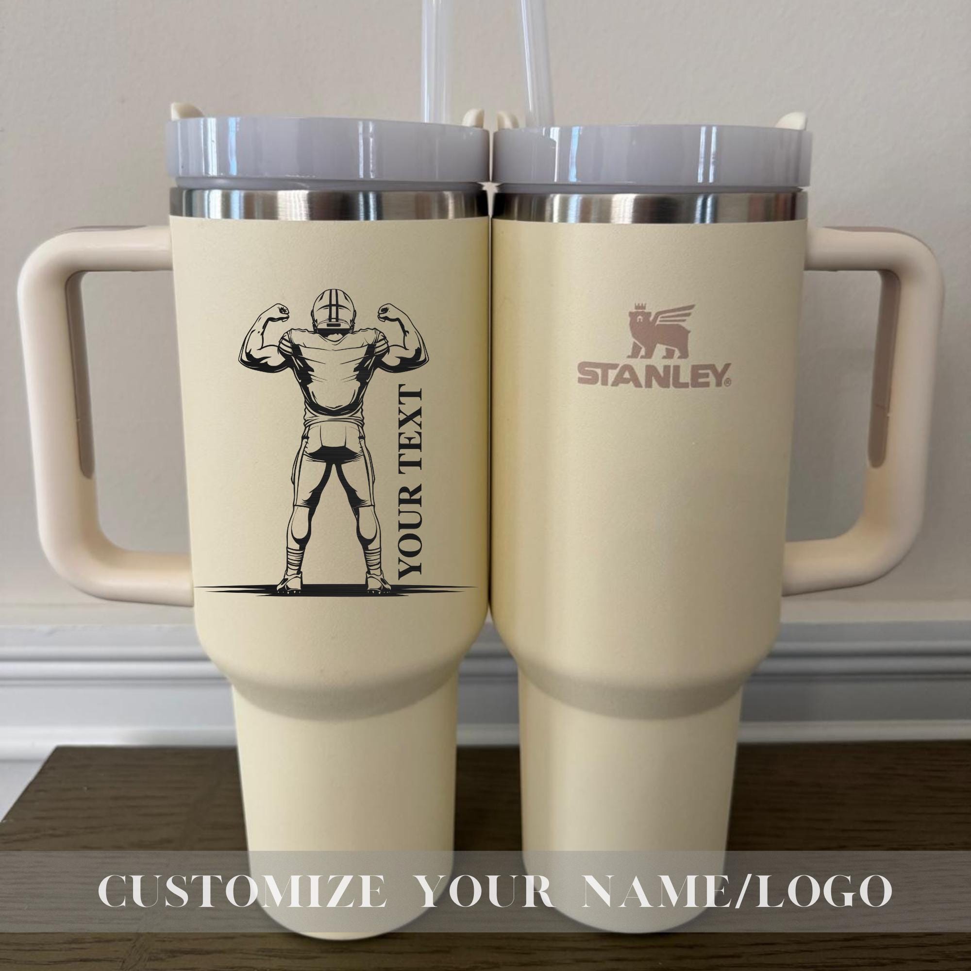 Personalized Football Stanley 40oz cup - Custom Sports Stanley cup with Name - Football Mascot Player & Team Name - 2025 American Football