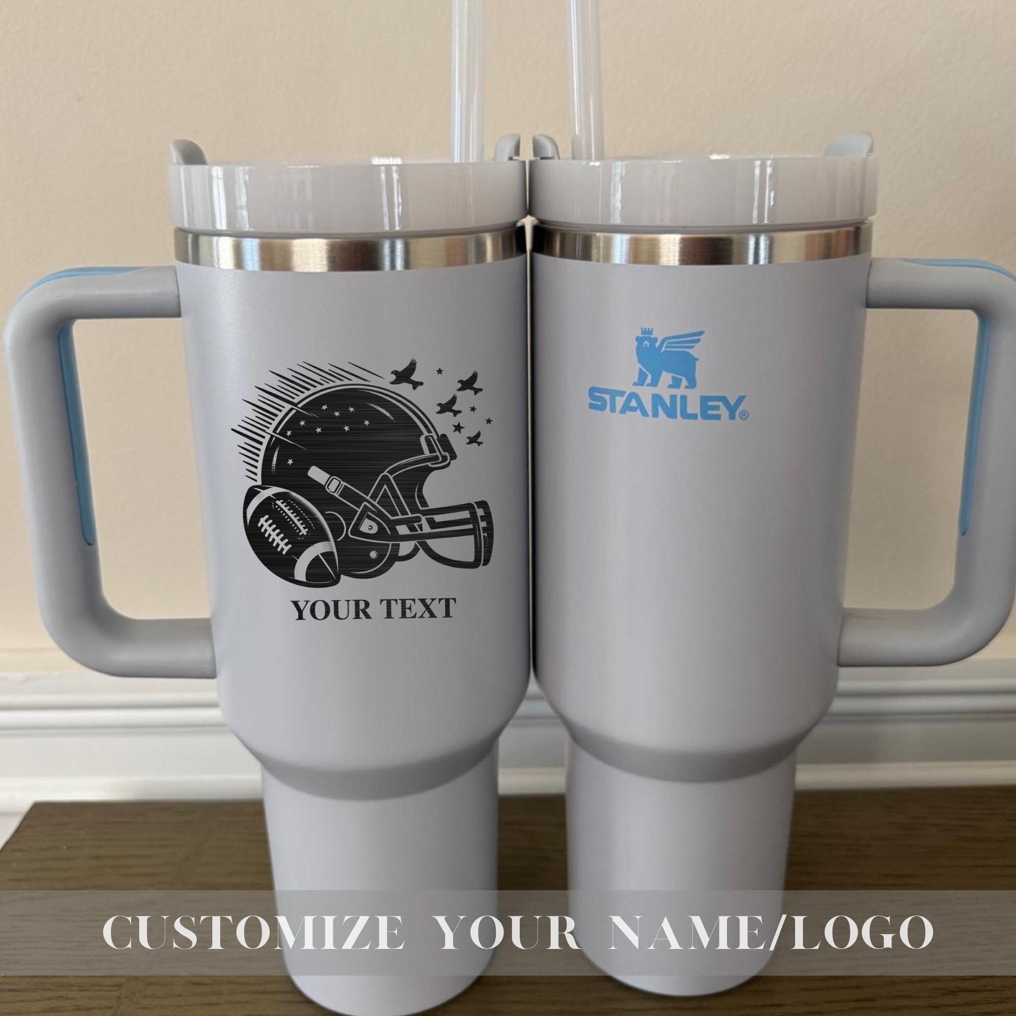 Personalized Football Team Name on Stanley 40oz cup - Custom Sports Stanley cup with Name - Football 40oz Stanley tumbler - Football Team