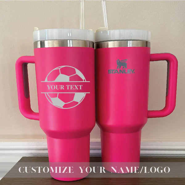 Personalized Football Stanley 40oz Tumbler - Laser Engraved Football Stanley Cup - Custom Soccer 40oz Tumblers - Sport Season Gift with Name