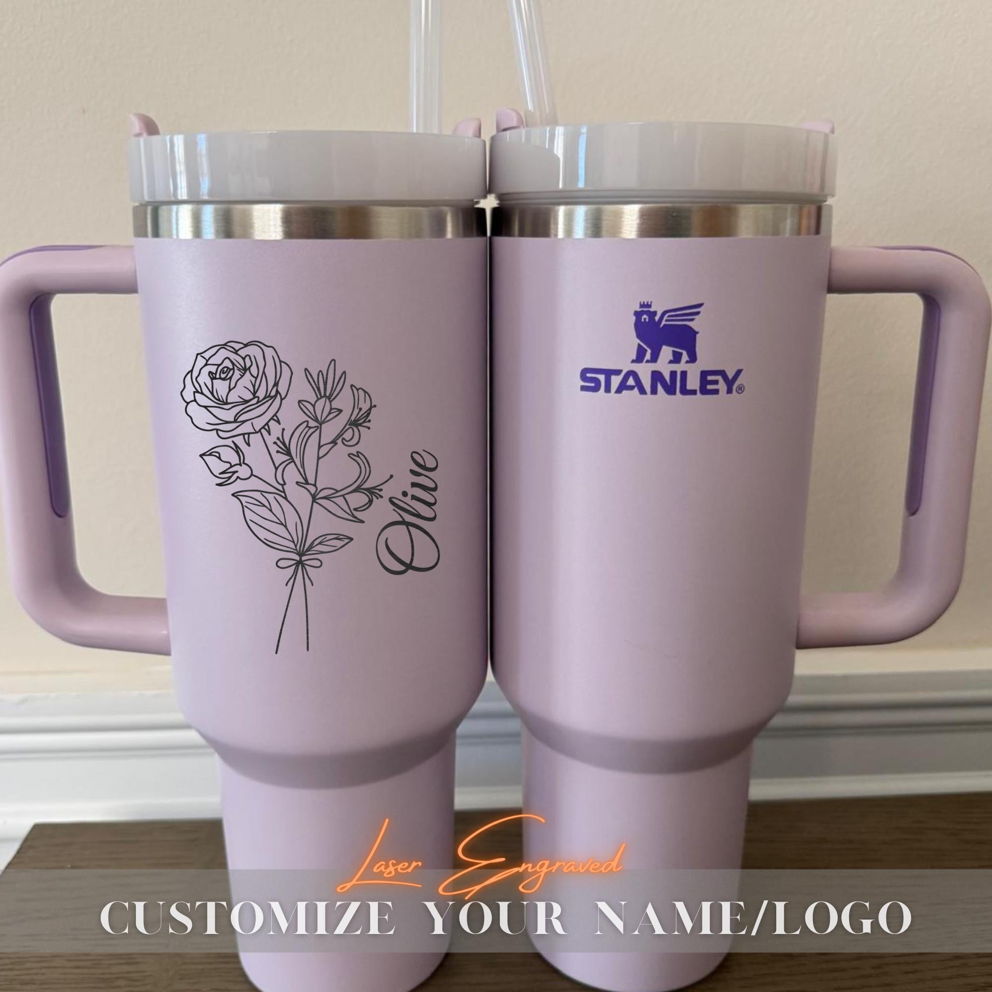 Personalized Stanley 40oz Tumbler Cup, Custom Engraved Tumblers, Bridesmaid Proposal Gift, Gifts for Her, Insulated Travel Mug, Custom Logo