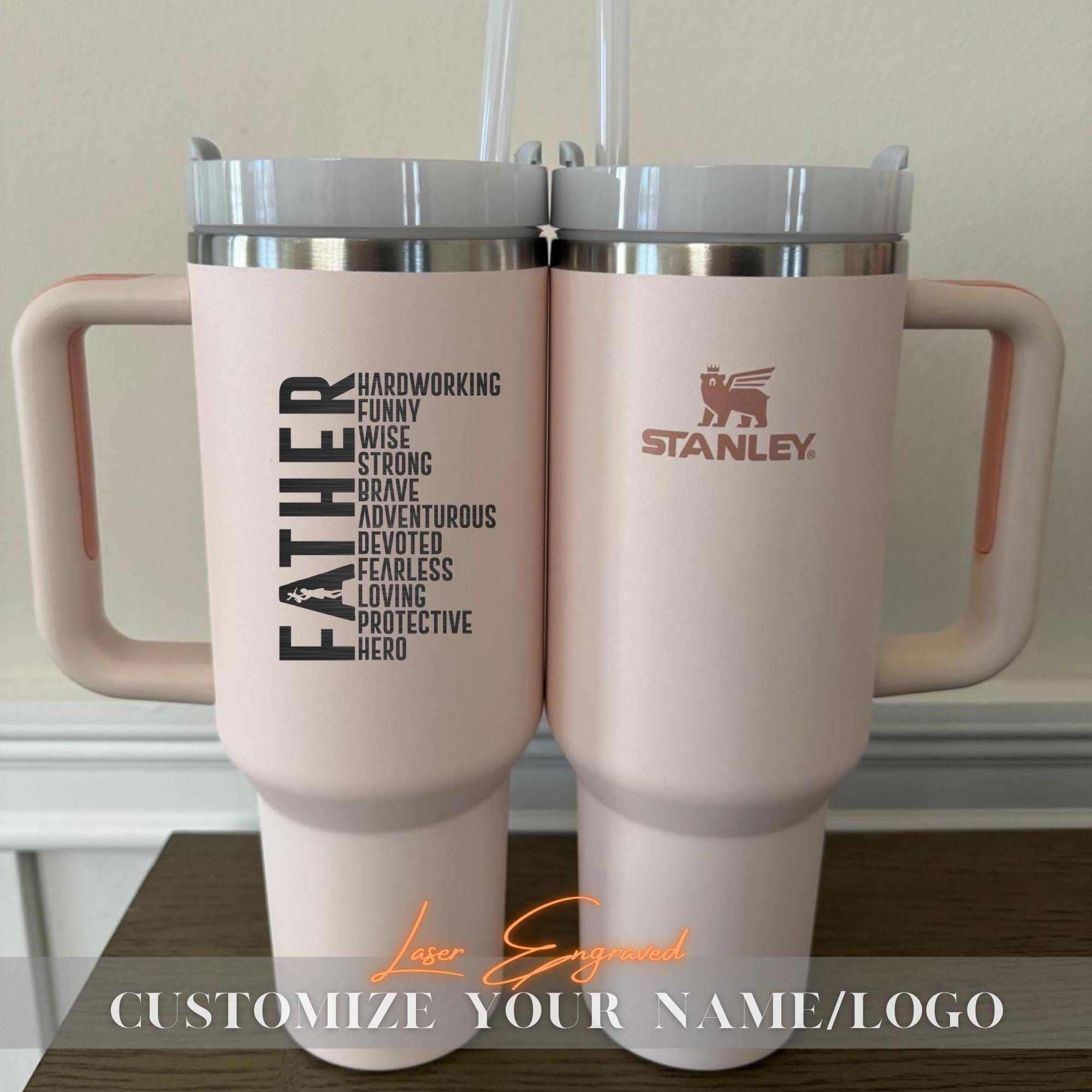 Personalized Stanley Cup 40oz Tumbler - Laser Engraved Fathers Day Gift for Dad 2025, Custom Name Engraved Stanley Quencher, Unique Dad Gift
