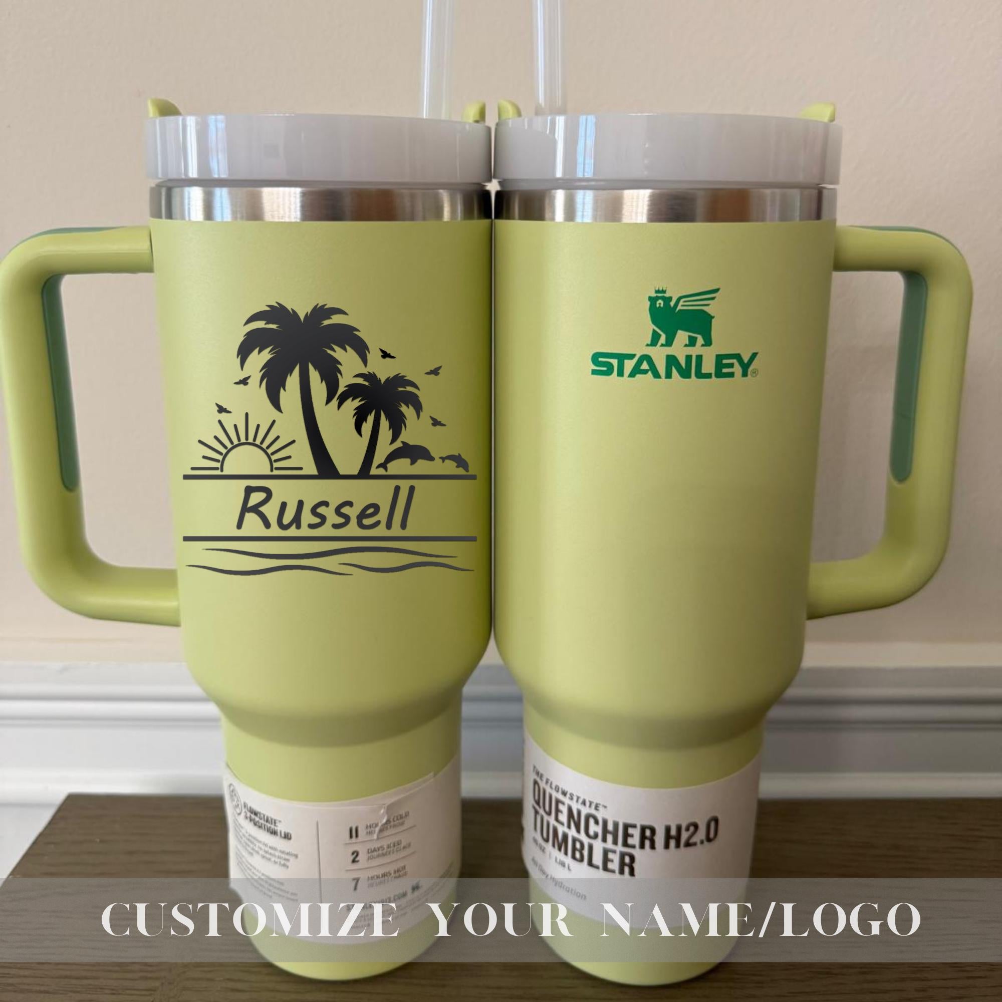 BEACH TUMBLE, PALM Tree Tumbler, Stylish Travel Mug, Personalized Beach Tumbler with Straw, Custom Engraved Travel Mug for Girls