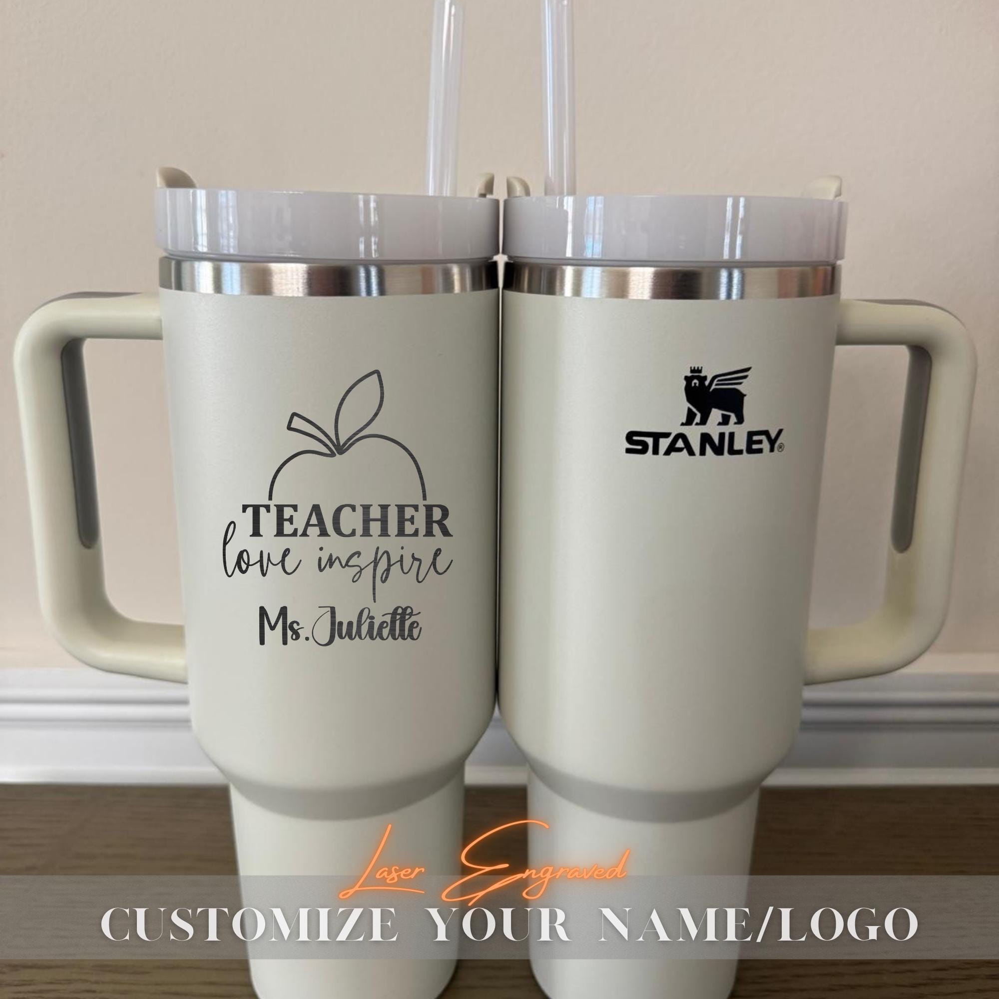 Bulk Custom Stanley 40oz Tumbler Teacher Gift - Personalized Laser Engraved Name - Insulated Cup for Educators, Professors, School, Tutor