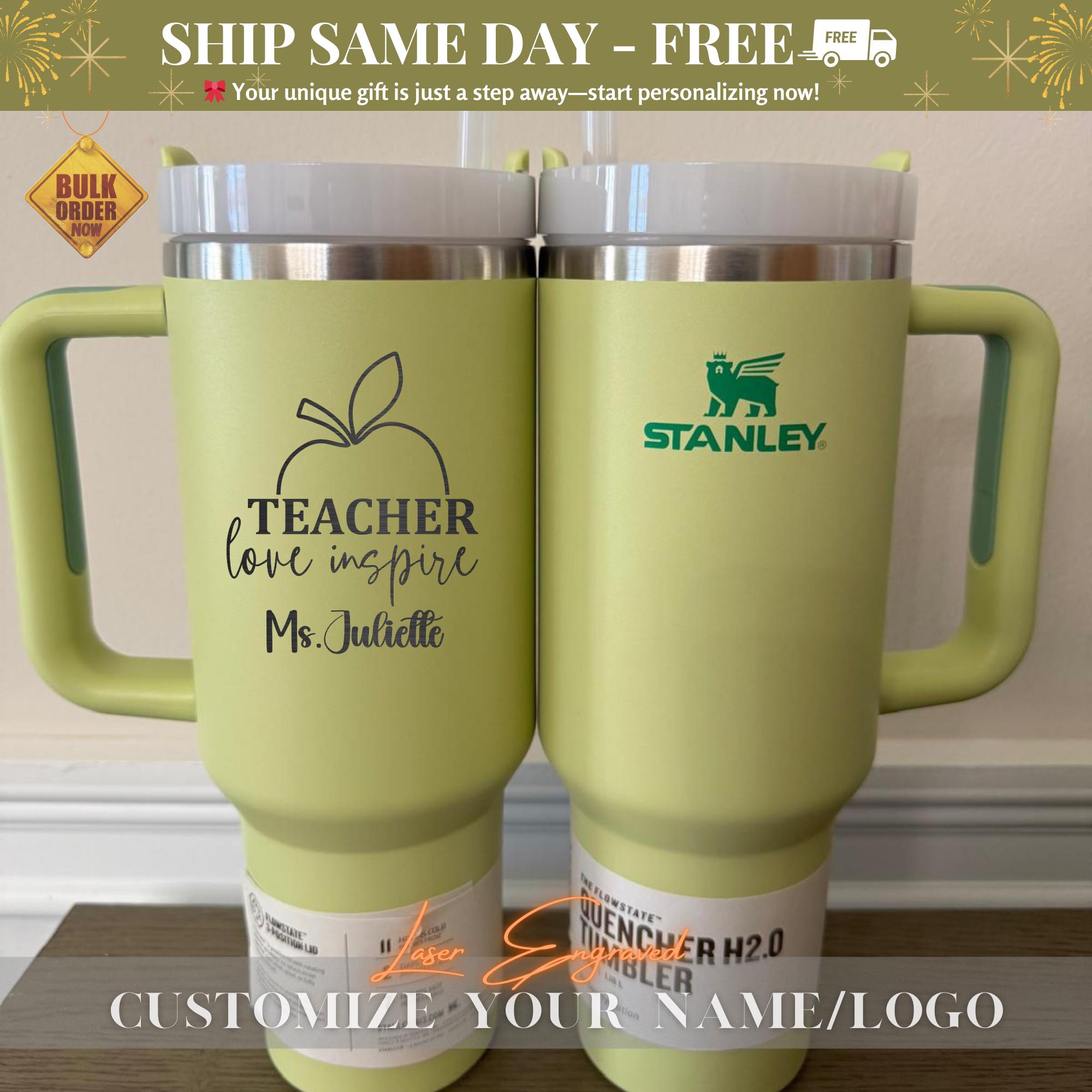 Bulk Custom Stanley 40oz Tumbler Teacher Gift - Personalized Laser Engraved Name - Insulated Cup for Educators, Professors, School, Tutor