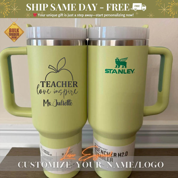 Bulk Custom Stanley 40oz Tumbler Teacher Gift - Personalized Laser Engraved Name - Insulated Cup for Educators, Professors, School, Tutor