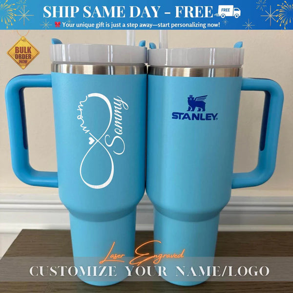 Personalized Stanley 40oz Tumbler | Laser Engraved Custom Name Cup | Mothers Day Gift for Mom,Fathers Day Gift for Dad | Trendy Quencher Cup