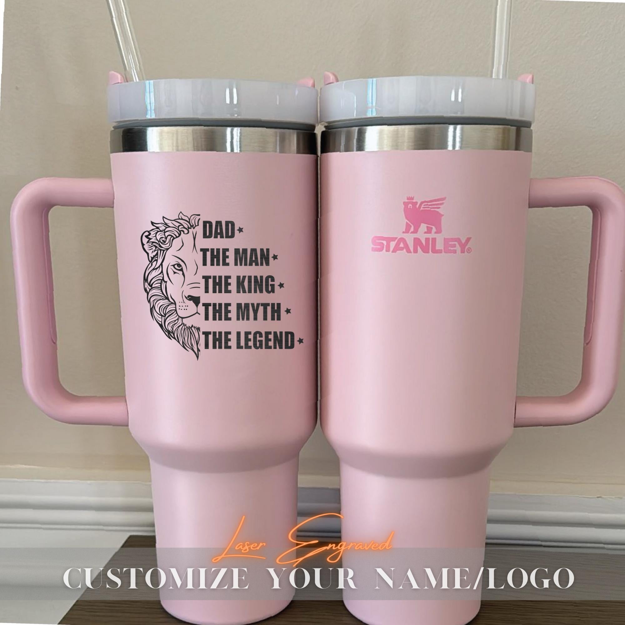 Personalized Stanley 40oz Tumbler for Dad - Man Myth Legend - Engraved Insulated Travel Mug - Custom Father’s Day Gift - Reusable Trendy Cup