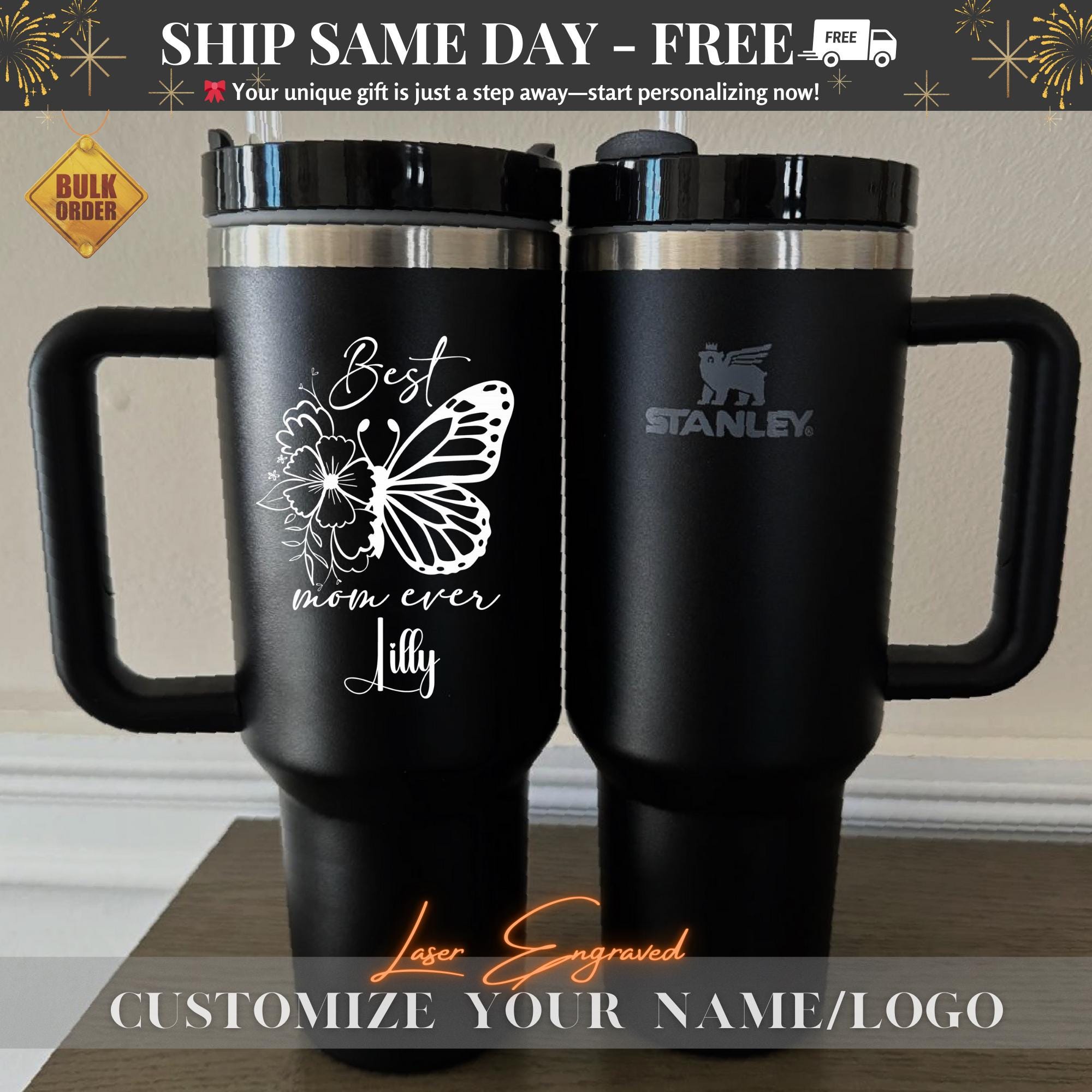 Personalized Stanley 40oz Cup - Custom Name Engraved Tumbler, Mother's Day Gift for Mom, Birthday Gift for Her, Best 2025 Gift For Mom & Dad