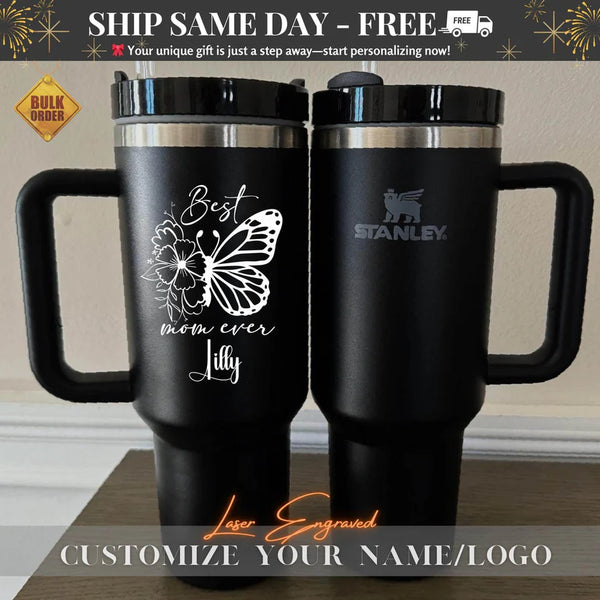 Personalized Stanley 40oz Cup - Custom Name Engraved Tumbler, Mother's Day Gift for Mom, Birthday Gift for Her, Best 2025 Gift For Mom & Dad