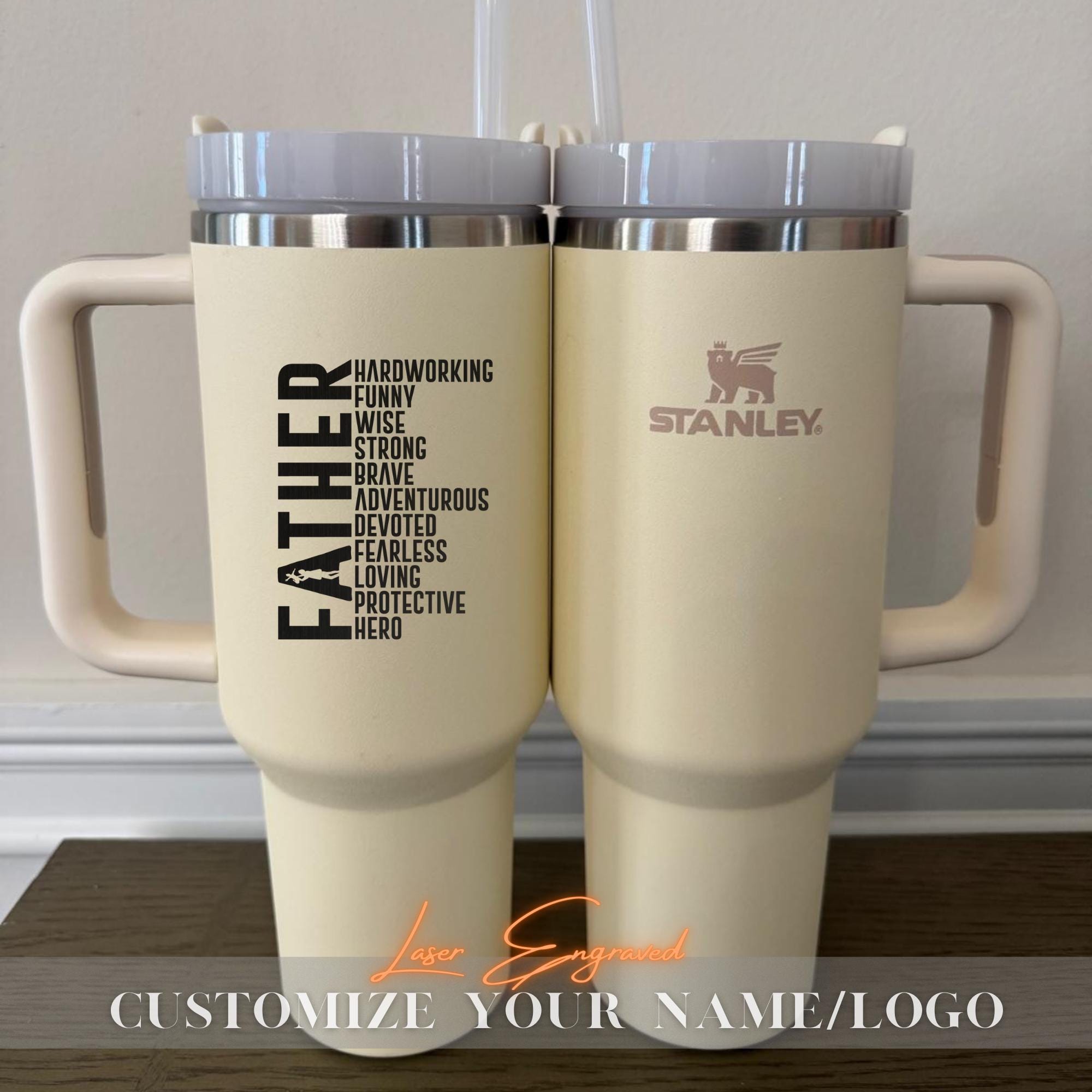 Engraved Stanley 40oz Tumbler Father's Day Gift Tumbler 400oz Stainless Steel Travel Mug Unique Gift For Dad with Kids Names