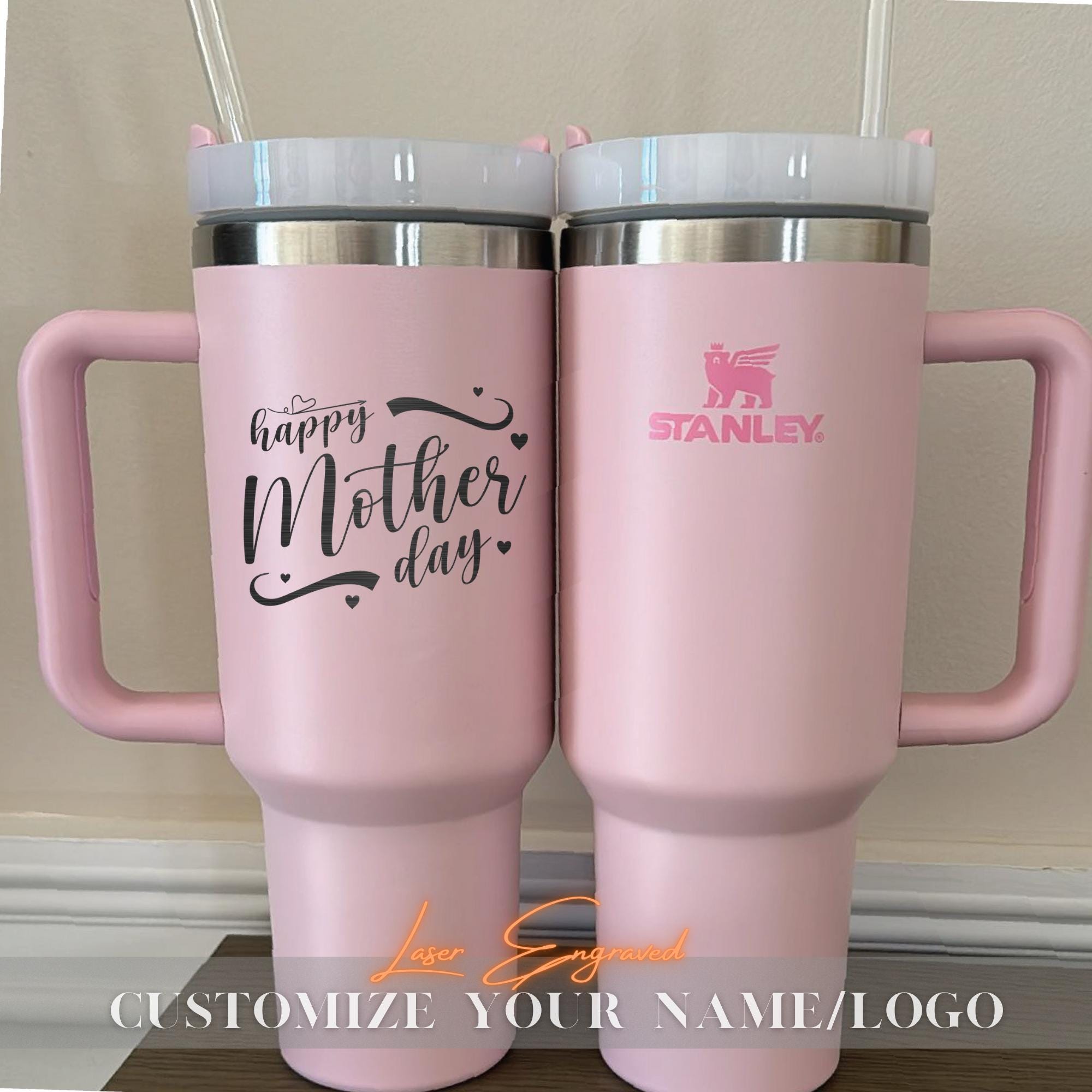2025 Mother’s Day Stanley Tumbler 40oz - Personalized Gift for Mom & Grandma - Custom Engraved Stainless Steel Travel Cup, Best Mom Ever Mug