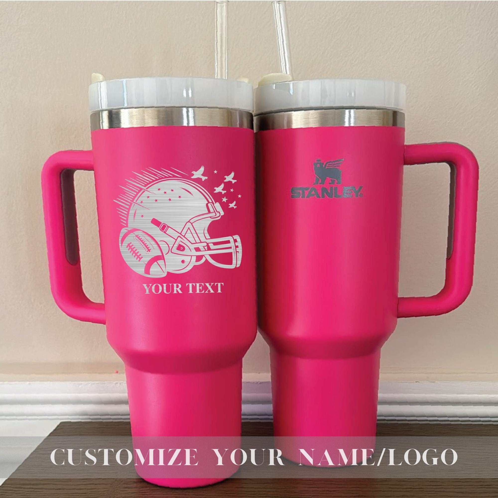 Personalized Football Team Name on Stanley 40oz cup - Custom Sports Stanley cup with Name - Football 40oz Stanley tumbler - Football Team