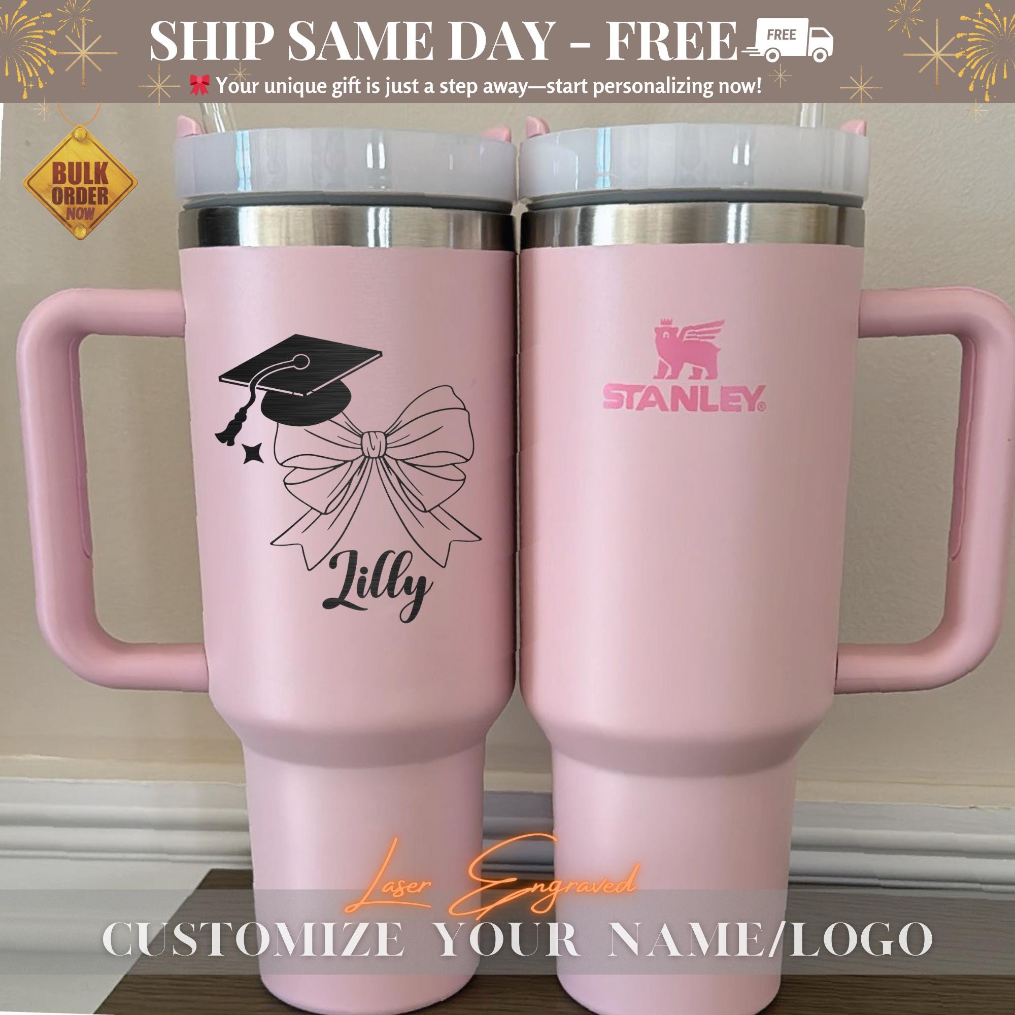 Personalized Stanley 40oz Tumbler,Insulated Travel Mug,Custom 40oz Tumblers,Engraved 40oz Tumbler,Laser Engraved Stanley Graduation Gift